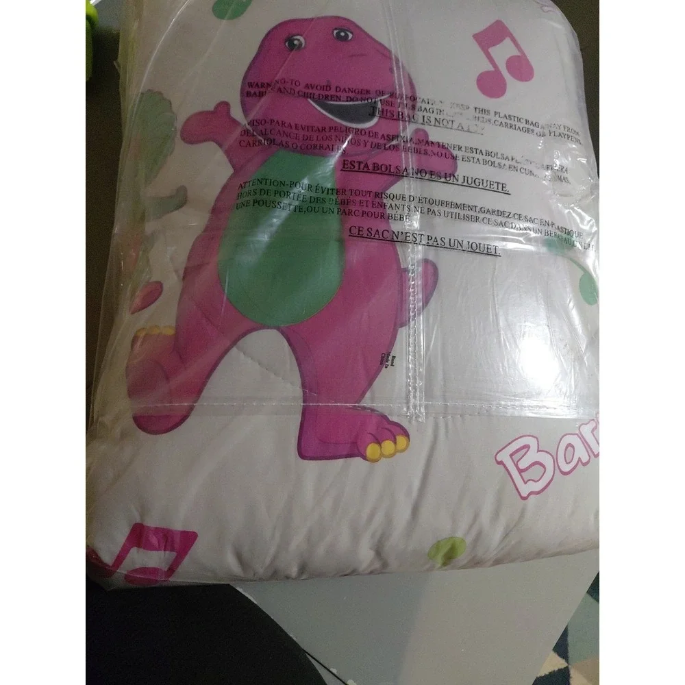 Barney & Friends Bedding 7 Piece Reversible Comforter, Sheet Set w/Sham, Full Sz